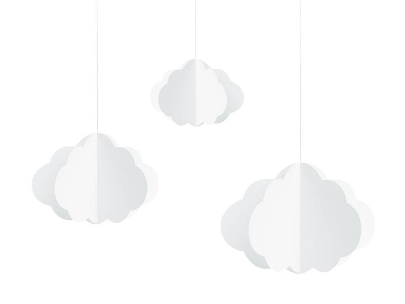 Wolken-Anhänger, weiß, 17-28cm (1 VPE / 3 Stk.) - FeierGlanz